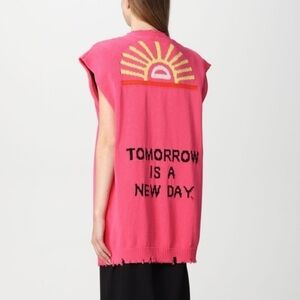 NUDE Hot Pink Tomorrow Is A New Day Cotton Waistcoat